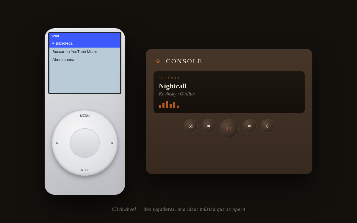 Clickwheel para Android y Console web: reproductores con estética iPod y hi-fi vintage