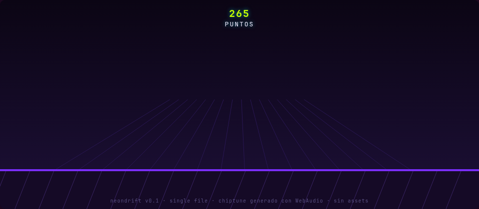 Neondrift: endless runner neón con obstáculos cian y lima